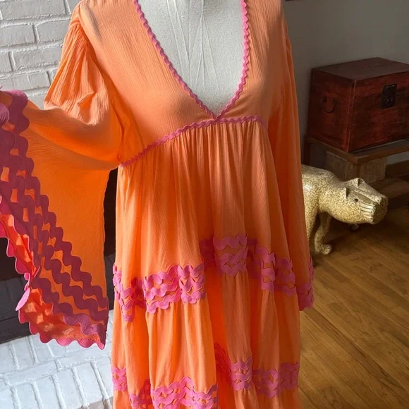 CORAL LUXURY DRESS Flora Sardalos Hydra Ric Rac trimmed dress - Picture 11 of 17